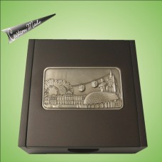 Memo Pad Holder - wooden memo box with 3D pewter motif